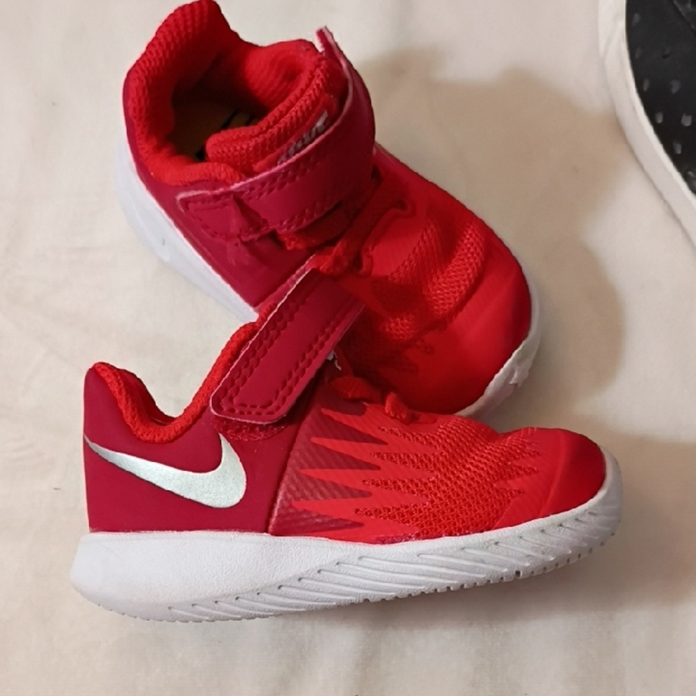 Nike Red Kids Sneakers with Velcro Strap Size 3C